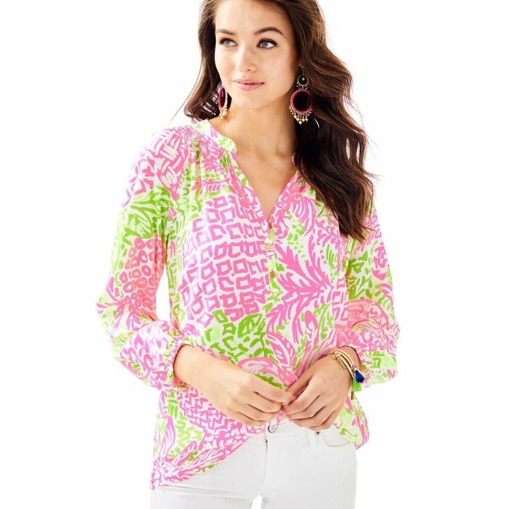 Lilly Pulitzer Elsa Top in Pink Sunset Home Slice sz XS